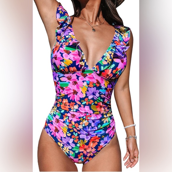 Cupshe Multicolor Floral One-Piece swimsuit - Picture 1 of 11